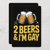 2ビール&私はゲイLGBTQおもしろいプライドAlly Rainbow 招待状 (正面/裏面)