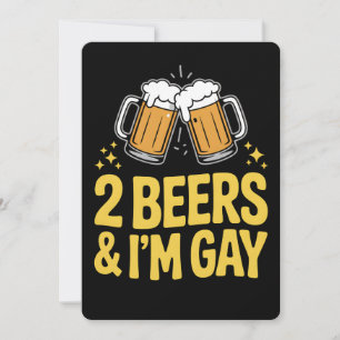 2ビール&私はゲイLGBTQおもしろいプライドAlly Rainbow 招待状