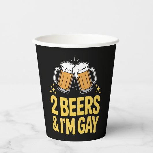 2ビール&私はゲイLGBTQおもしろいプライドAlly Rainbow 紙コップ (正面)