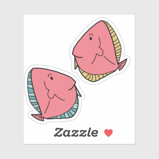 2ピンクと緑ひれ緑ひれ魚 シール (シート)