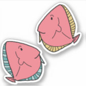 2ピンクと緑ひれ緑ひれ魚 シール (正面)