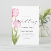 2ピンクのチューリップ水色 招待状 (スタンド正面)