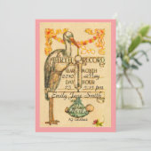 2ピンクのヴィンテージのスタイルの誕生の発表は味方しました 案内状 (スタンド正面)