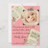 2ピンクのヴィンテージのスタイルの誕生の発表は味方しました 案内状 (裏面)
