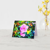 2ピンクの花グリーティングカード カード (黄色い花)