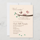 2ピンクエッグツインガールズベビーシャワー招待状 招待状 (正面)