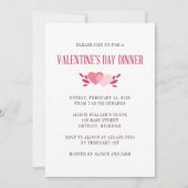 2ピンクエレガントハートバレンタインデーパーティー 招待状 (正面)