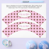 2ピンクガールベビーパーソナライズされたカップケーキラッパー チラシ (シングル)