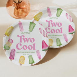 2ピンククールレトロポプシクル2nd誕生日パーティー ペーパープレート