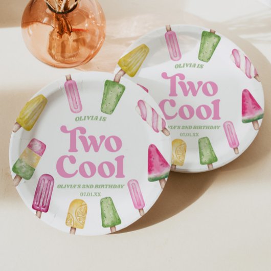 2ピンククールレトロポプシクル2nd誕生日パーティー ペーパープレート