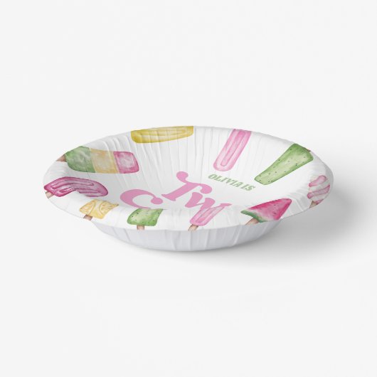 2ピンククールレトロポプシクル2nd誕生日パーティー ペーパーボウル (傾斜あり)