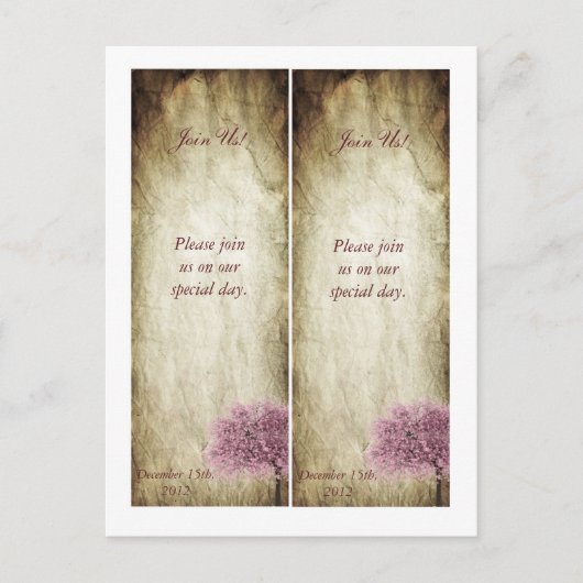 2ピンクツリーブックマーク日付の保存 ポストカード (正面)