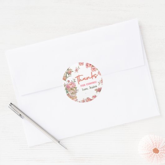 2ピンクパーティー醸造誕生日用茶フローラ ラウンドシール (封筒)