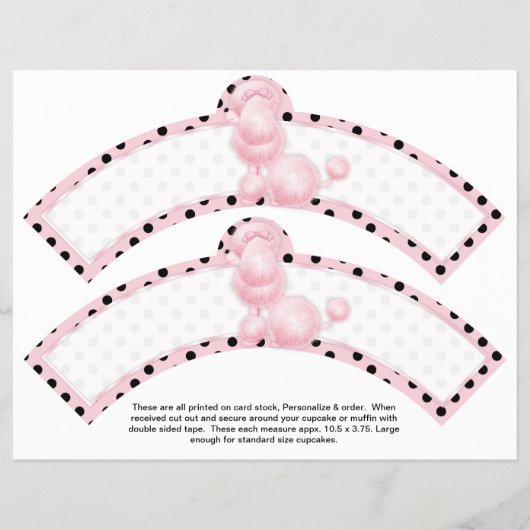 2ピンクプードル誕生日カスタムカップケーキラッパー チラシ (正面)