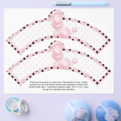 2ピンクプードル誕生日カスタムカップケーキラッパー チラシ (シングル)