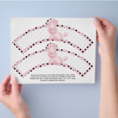 2ピンクプードル誕生日カスタムカップケーキラッパー チラシ (手)