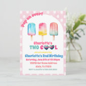 2ピンクポクールップシクルサマー誕生日 招待状 (スタンド正面)