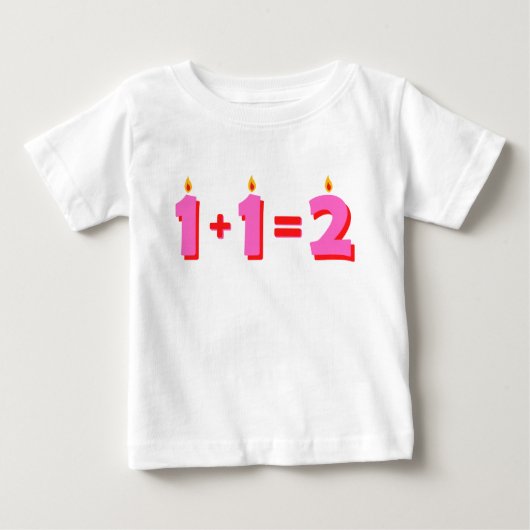 2ピンク2nd誕生日ベビーガールTシャツ ベビーTシャツ (正面)
