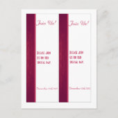 2ピンク/白の木目の結婚しおり ポストカード (正面)