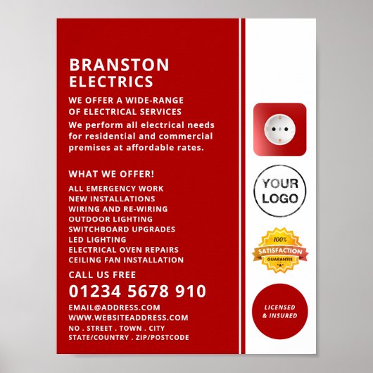 2ピン電源ソケット、電気工広告士 ポスター (正面)