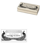 2ピーコックス枠付きアールヌーボー図書名 ラバースタンプ (押印)