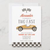 2ファストイエローレースカー誕生日招待状 招待状 (正面)