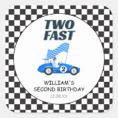 2ファストブルーレースカー第2誕生日 スクエアシール (正面)