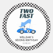 2ファストブルーレースカー第2誕生日 ラウンドシール (正面)