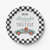 2ファストブルーレースカー誕生日 ペーパープレート (正面)