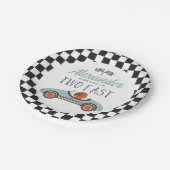 2ファストブルーレースカー誕生日 ペーパープレート (アングル)