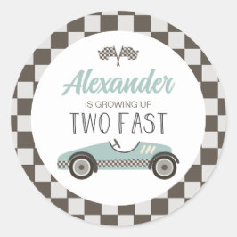 2ファストブルーレースカー誕生日 ラウンドシール