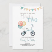 2ファストブルー三輪車誕生日招待状 招待状 (正面)