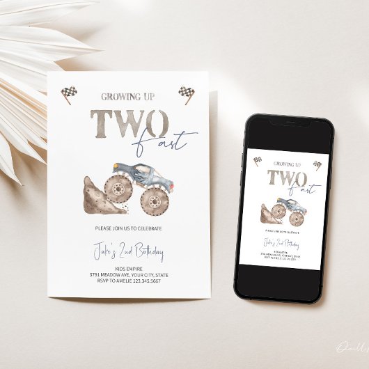 2ファストモンスタートラック誕生日招待状 招待状