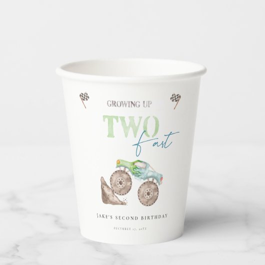 2ファストモンスタートラック誕生日紙カップ 紙コップ (正面)