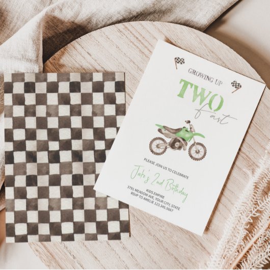 2ファストライムグリーンダートバイク誕生日招待状 招待状