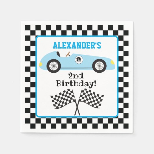 2ファストレーサーブルーレーシングボーイ誕生日 スタンダードカクテルナプキン (正面)