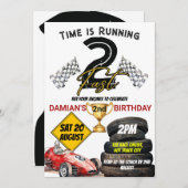 2ファストレーシングカー2ndバースデーボーイ招待状 招待状 (正面/裏面)