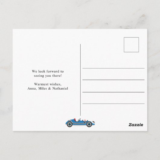 2ファストレーシングカー2nd誕生日お祝い ポストカード (裏面)