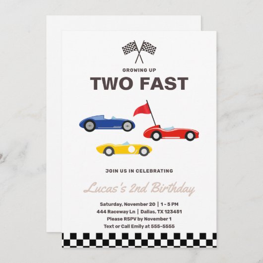 2ファストレースカーボーイ2nd誕生日パーティー 招待状 (正面/裏面)