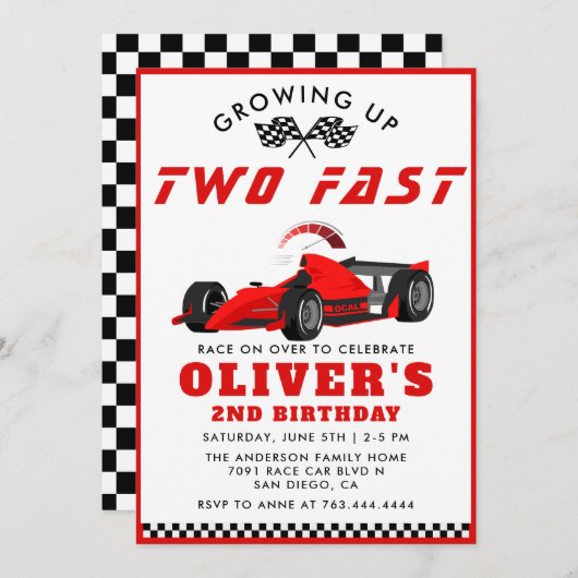 2ファストレースカーボーイ2nd誕生日パーティー 招待状 (正面/裏面)