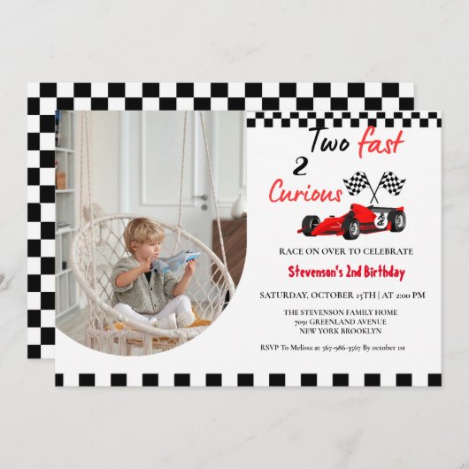 2ファストレースカーボーイ2nd誕生日パーティー 招待状 (正面/裏面)