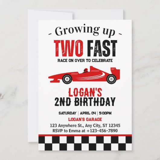 2ファストレースカーボーイ2nd誕生日パーティー 招待状 (正面)