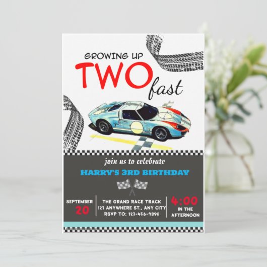 2ファストレースカーボーイ2nd誕生日パーティー 招待状 (スタンド正面)