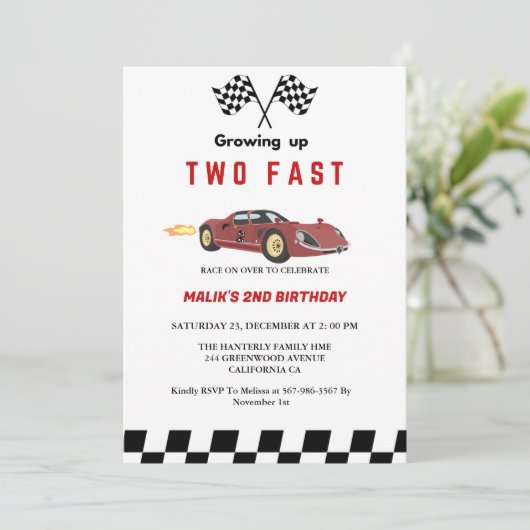 2ファストレースカーボーイ2nd誕生日パーティー 招待状 (スタンド正面)