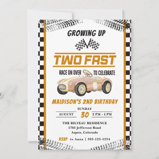 2ファストレースカーボーイ2nd誕生日パーティー 招待状 (正面)