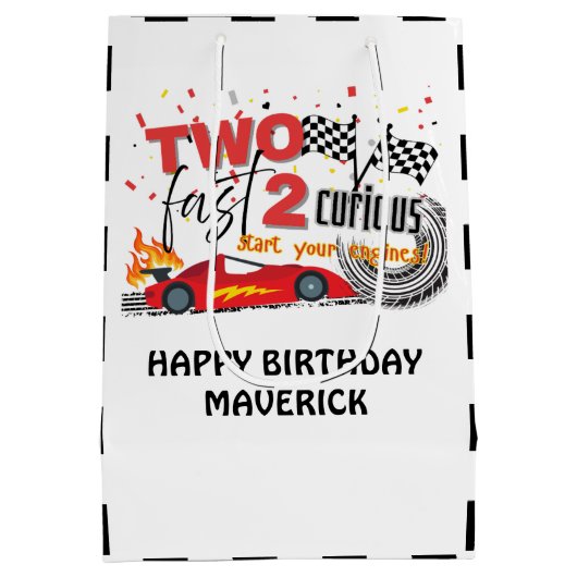 2ファストレースカーレッド誕生日 ミディアムペーパーバッグ (裏面)