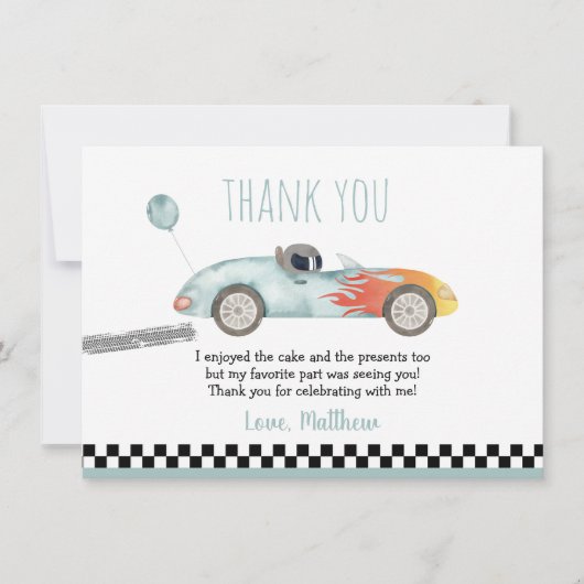2ファストレースカー誕生日 サンキューカード (正面)
