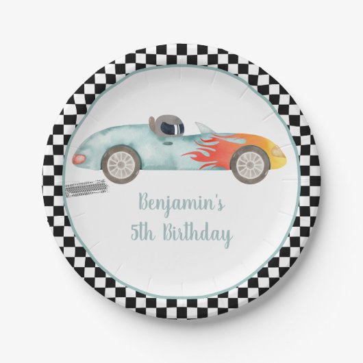 2ファストレースカー誕生日 ペーパープレート (正面)