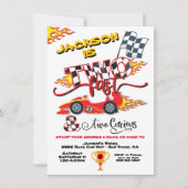 2ファストレースカー2nd誕生日パーティの招待状 招待状 (正面)