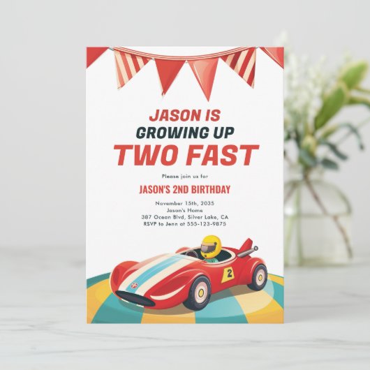2ファストレースカー2nd誕生日招待状 招待状 (スタンド正面)
